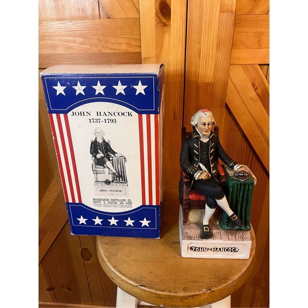 McCormick Distilling Co Patriot Porcelain Decanter John Hancock w Orig Box (7766